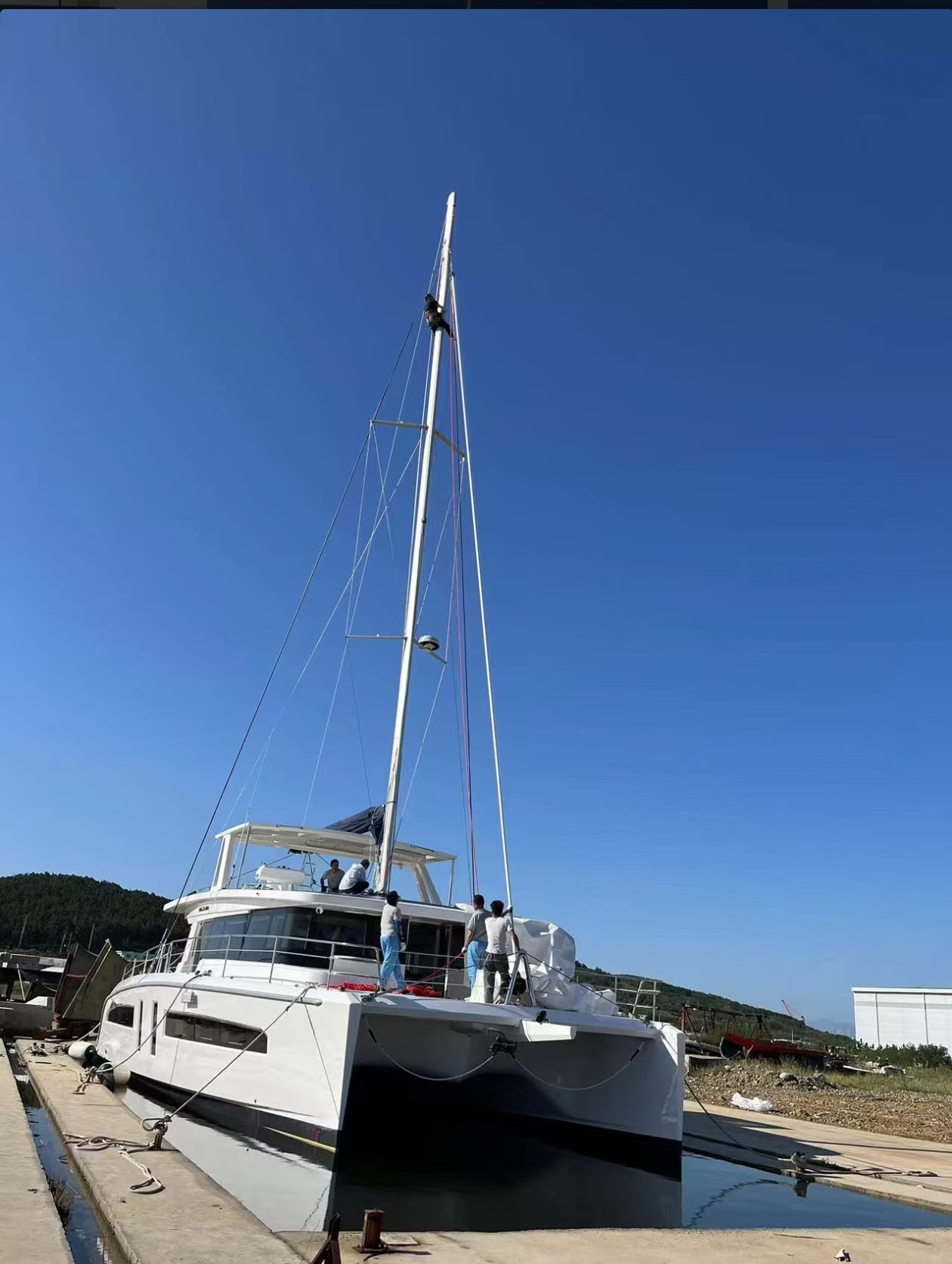 Mazarin 55 sailing catamaran at the dock