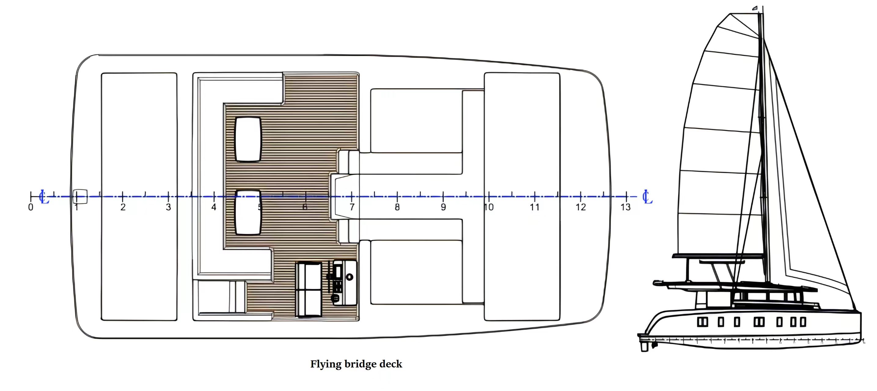 Mazarin 55 flying bridge deck layout plan