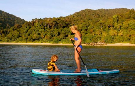 Mama and Son on the SUP