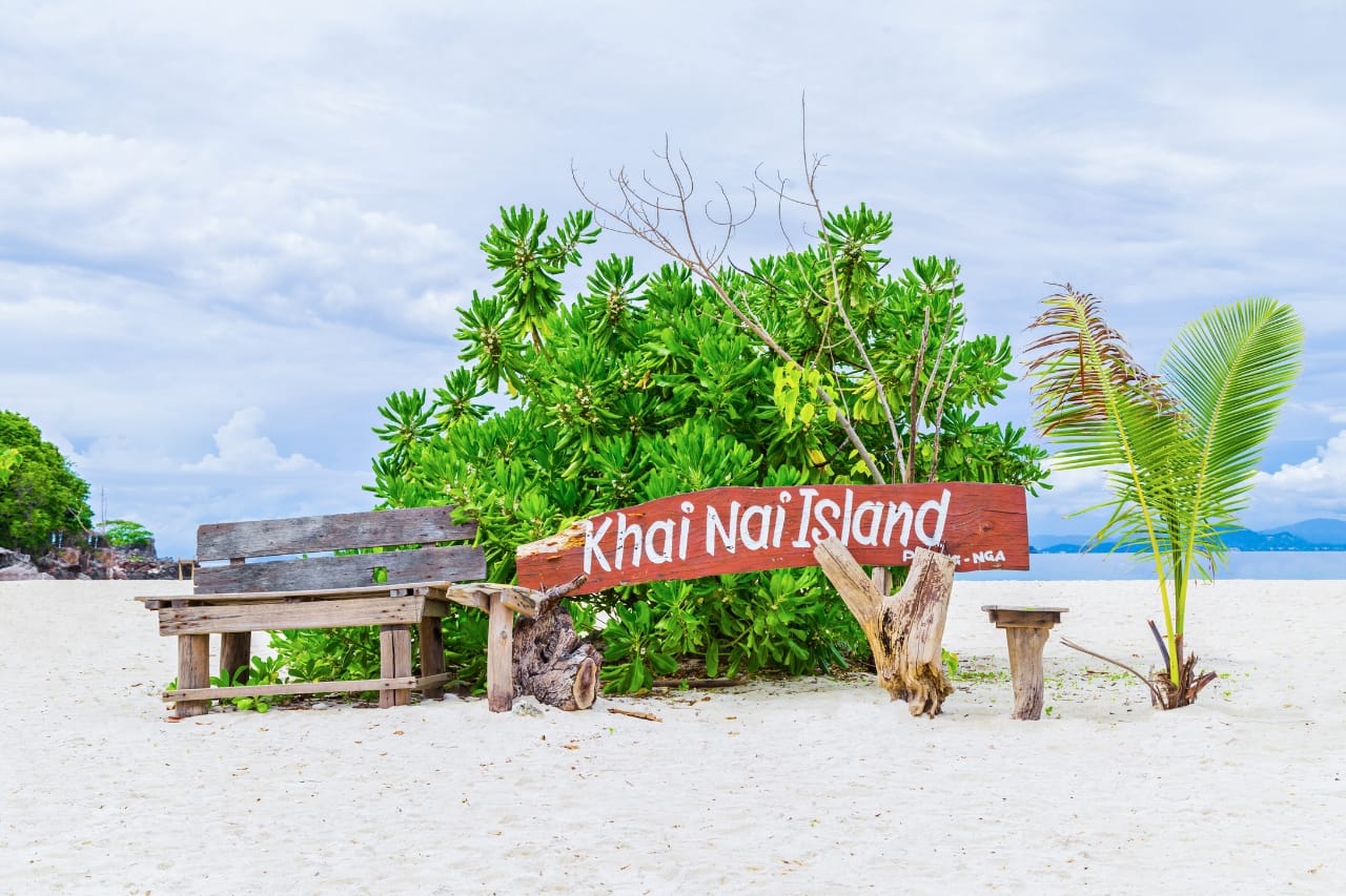 Clear shallow water and coral near the Khai Islands