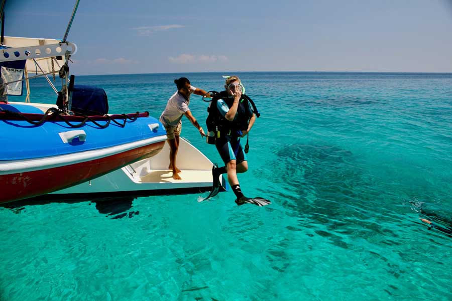 Coral reef and fish in the waters off Koh Rok